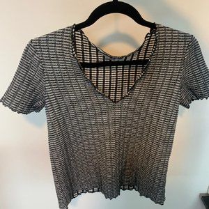 Metallic Jacquard Zara V-Neck
